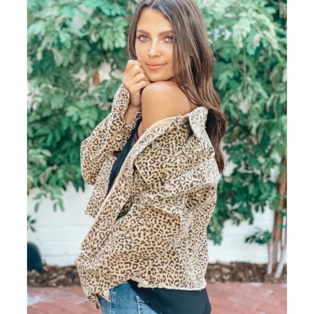 Yvonne Marie Mobwife Leopard print suede leather jacket size 6